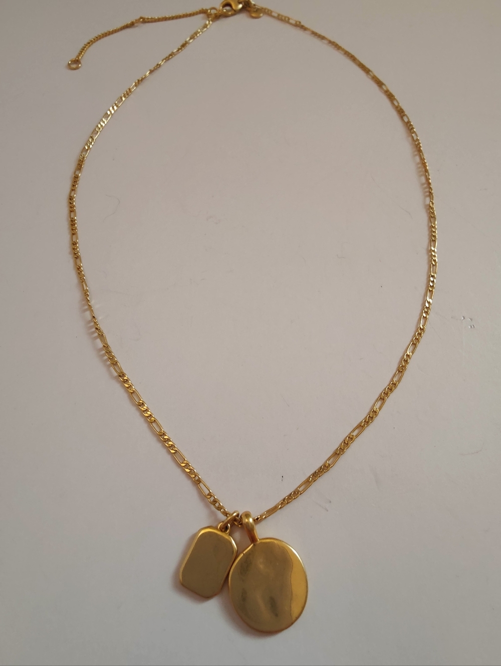 Madewell Gold Tone Layered Pendant Necklace Double Charm Disc Tag 18-21 In - Picture 5 of 9